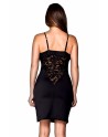 Robe cocktail noire empiècements dentelle