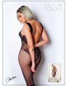 Bodystocking en dentelle noire motif floraux  - Le Numéro 8 - Collection Bodystocking - CM99008