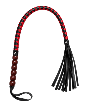 Fouet rouge et noir en simili cuir 80 cm - Dreamy Fetish