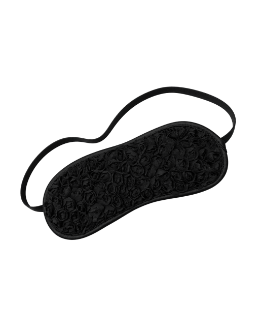 Bandeau pour les yeux noir avec fleurs en tissu en relief - Dreamy Fetish