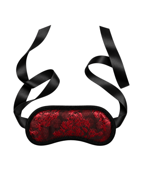 Bandeau pour les yeux motif japonais rouge et noir - Dreamy Fetish