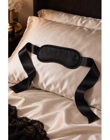 Bandeau satiné noir à nouer - Dreamy Fetish