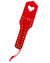 Paddle de fessée en similicuir clouté rouge avec cœur - Mapalé