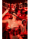 Fouet multi-lanières noir avec roses rouges décoratives - Mapalé