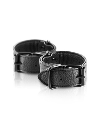 Menottes simili cuir noir ajustables Fetish Tentation 