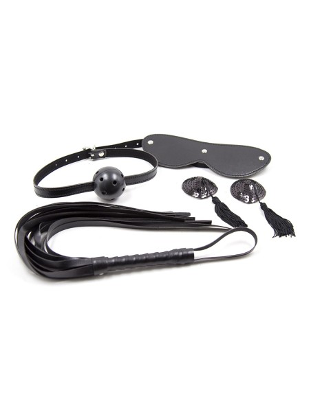 Ensemble Bondage noir - 4 pièces 