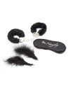 Kit coquin 4 pièces : Menottes, 1 plume et masque