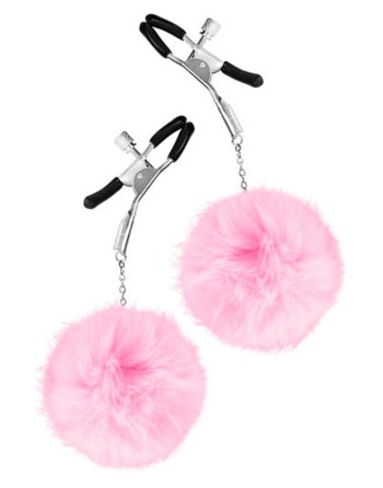 Pinces à seins pression réglable pompons roses 