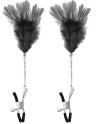 Pinces à seins pression réglable plumes noires 