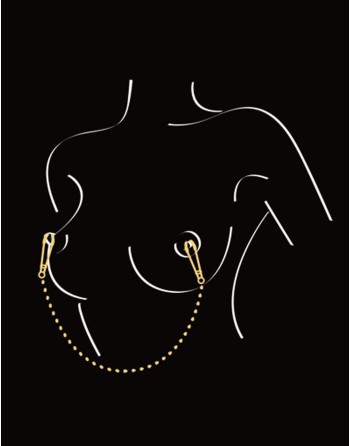 Pinces à seins pression réglable reliées par une chaîne argentée 