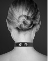 Collier en cuir noir SM avec Sexy en strass 