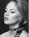 Collier en cuir noir SM avec anneau métal argenté pour laisse 