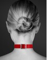 Collier en cuir rouge SM avec anneau métal argenté pour laisse 