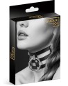 Collier en cuir noir SM triple lanière avec anneau métal argenté 