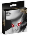 Collier en cuir rouge SM avec pendentif cadenas coeur argenté 