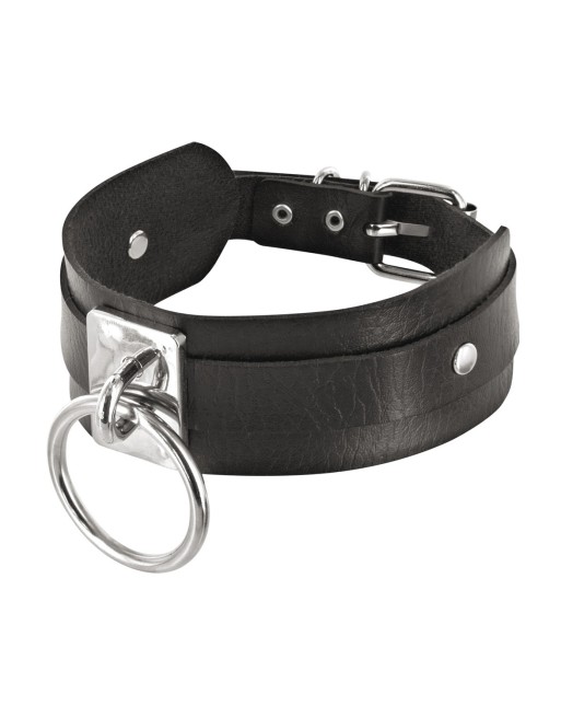 Collier fétichiste avec anneau métal pour laisse 
