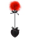Cravache coeur noire bdsm avec plumeau rouge 