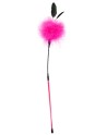 Cravache pompon rose avec petites plumes 