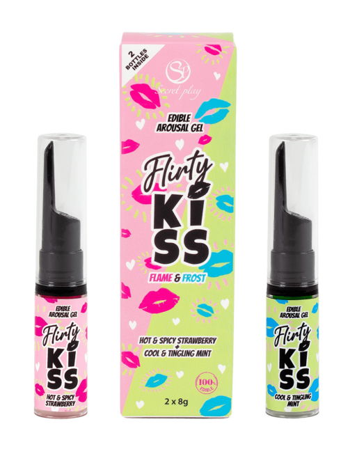 Gels pour Sexe Oral Fraise  Menthe  Flirty Kiss 2×8 gr Secret Play
