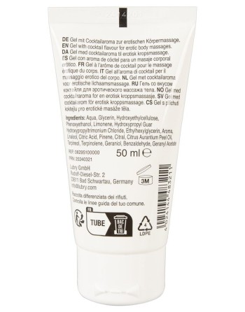 Lubrifiant et gel de massage végétalien comestible sex on the beach goût fruité  50ml 