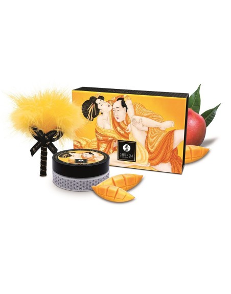 Mini Coffret poudre corporelle mangue et plumeau assorti