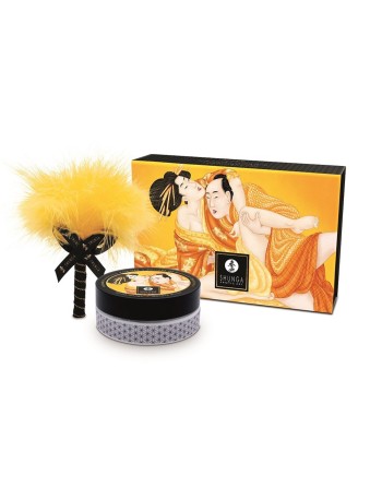 Mini Coffret poudre corporelle mangue et plumeau assorti