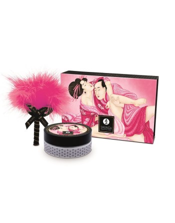 Mini Coffret poudre corporelle framboise et plumeau assorti