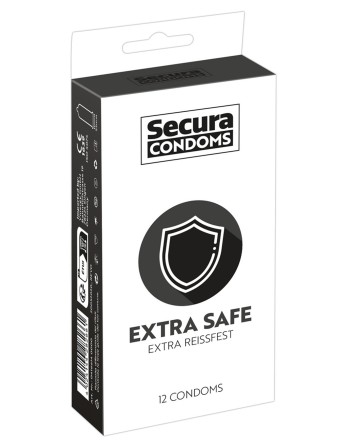 Préservatifs lubrifiés, plus épais, en latex x12 avec réservoir Extra Safe 53 mm
