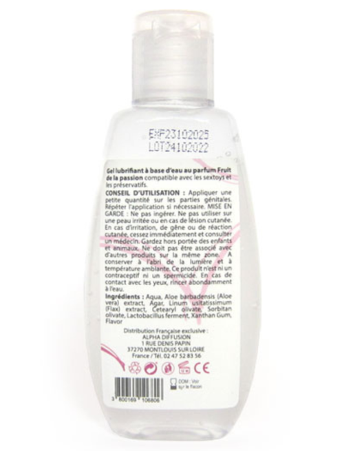 Lubrifiant à base d'eau 100% naturel Fruit de la passion 90ml 