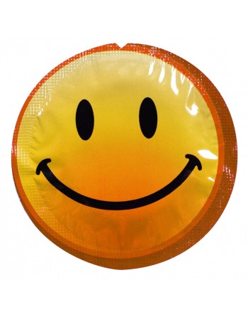 Préservatif lubrifié en latex smiley x 1 couleur aléatoire 54mm 