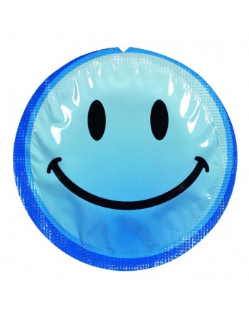 Préservatif lubrifié en latex smiley x 1 couleur aléatoire 54mm 