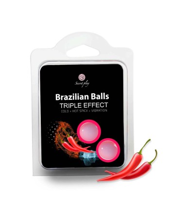 2 boules de massage brésiliennes triple effet froid, chaud et vibration 