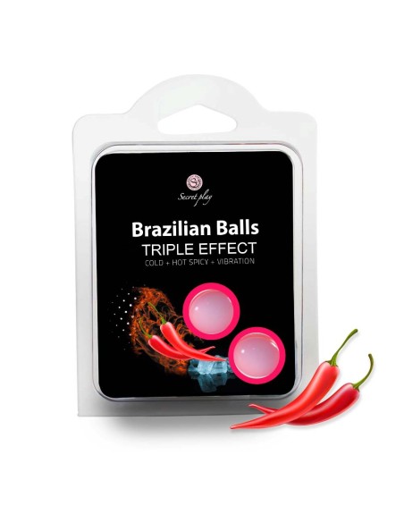 2 boules de massage brésiliennes triple effet froid, chaud et vibration 