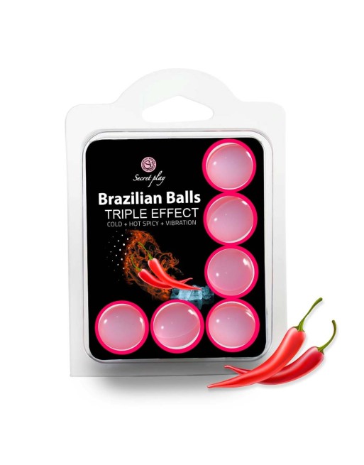 6 boules de massage brésiliennes triple effet froid, chaud et vibration 
