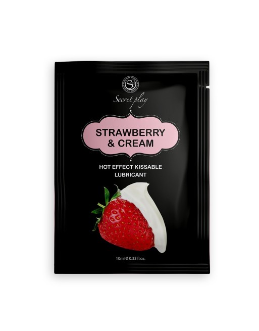 Dosette 2 en 1 Lubrifiant et huile de massage fraise à la crème chauffant 10 ml 