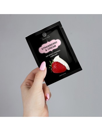 Dosette 2 en 1 Lubrifiant et huile de massage fraise à la crème chauffant 10 ml 