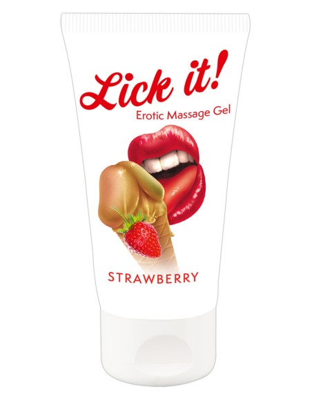 Lubrifiant et gel de massage végétalien comestible goût fraise 50ml 