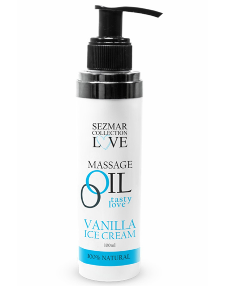 Huile de massage comestible Vanille glacée 100ml 100% naturelle 