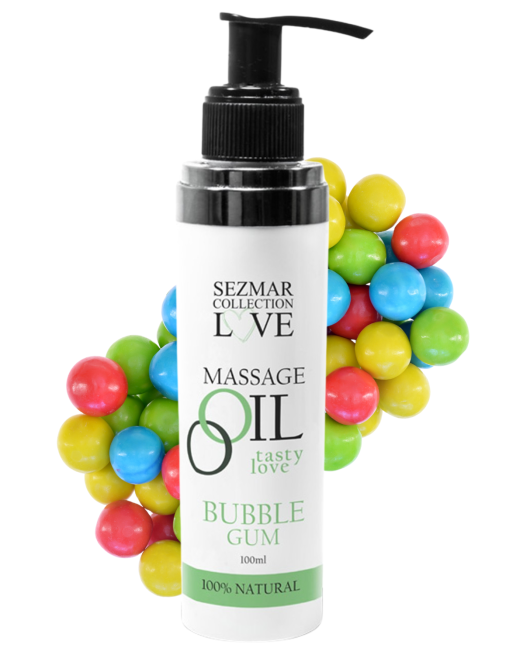 Huile de massage comestible bubble gum 100ml 100% naturelle 