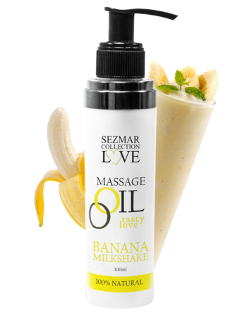 Huile de massage comestible milkshake banane 100ml 100% naturelle