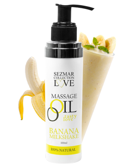 Huile de massage comestible milkshake banane 100ml 100% naturelle