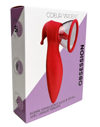OBSESSION — Pompe Stimulatrice Vulve  Tétons avec Langue Vibrante |Coeur Ardent