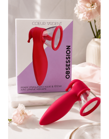 OBSESSION — Pompe Stimulatrice Vulve  Tétons avec Langue Vibrante |Coeur Ardent