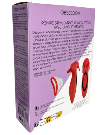 OBSESSION — Pompe Stimulatrice Vulve  Tétons avec Langue Vibrante |Coeur Ardent