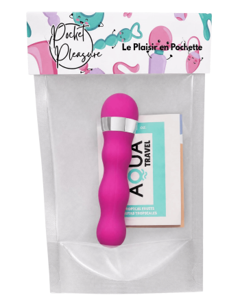 Mini Vibromasseur rose ondulés Pocket Pleasure  1 dosette de lubrifiant