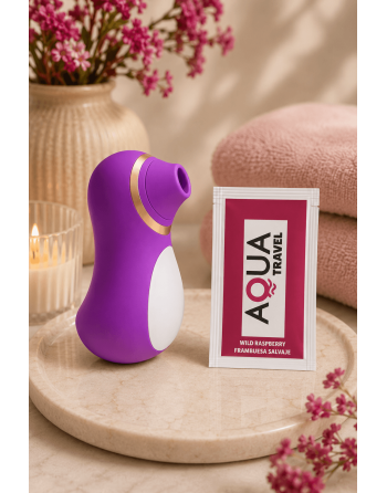 Stimulateur Clitoridien Pingouin à Langue Fuchsia  1 dosette de lubrifiant — Pocket Pleasure