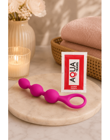Chapelet Anal 3 Boules Fuchsia Silicone  1 dosette de lubrifiant — Pocket Pleasure