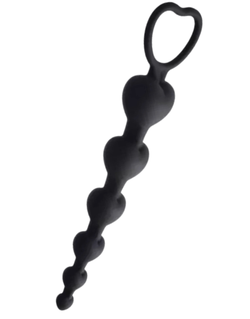 Chapelet Anal Cœur Silicone Noir  1 dosette de lubrifiant — Pocket Pleasure