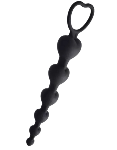 Chapelet Anal Cœur Silicone Noir  1 dosette de lubrifiant — Pocket Pleasure