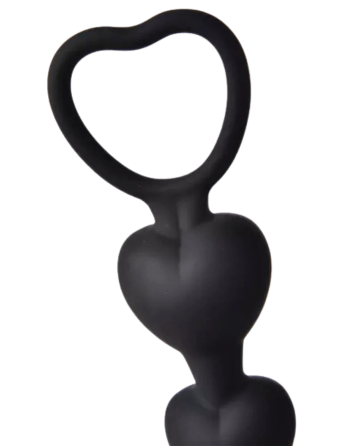 Chapelet Anal Cœur Silicone Noir  1 dosette de lubrifiant — Pocket Pleasure